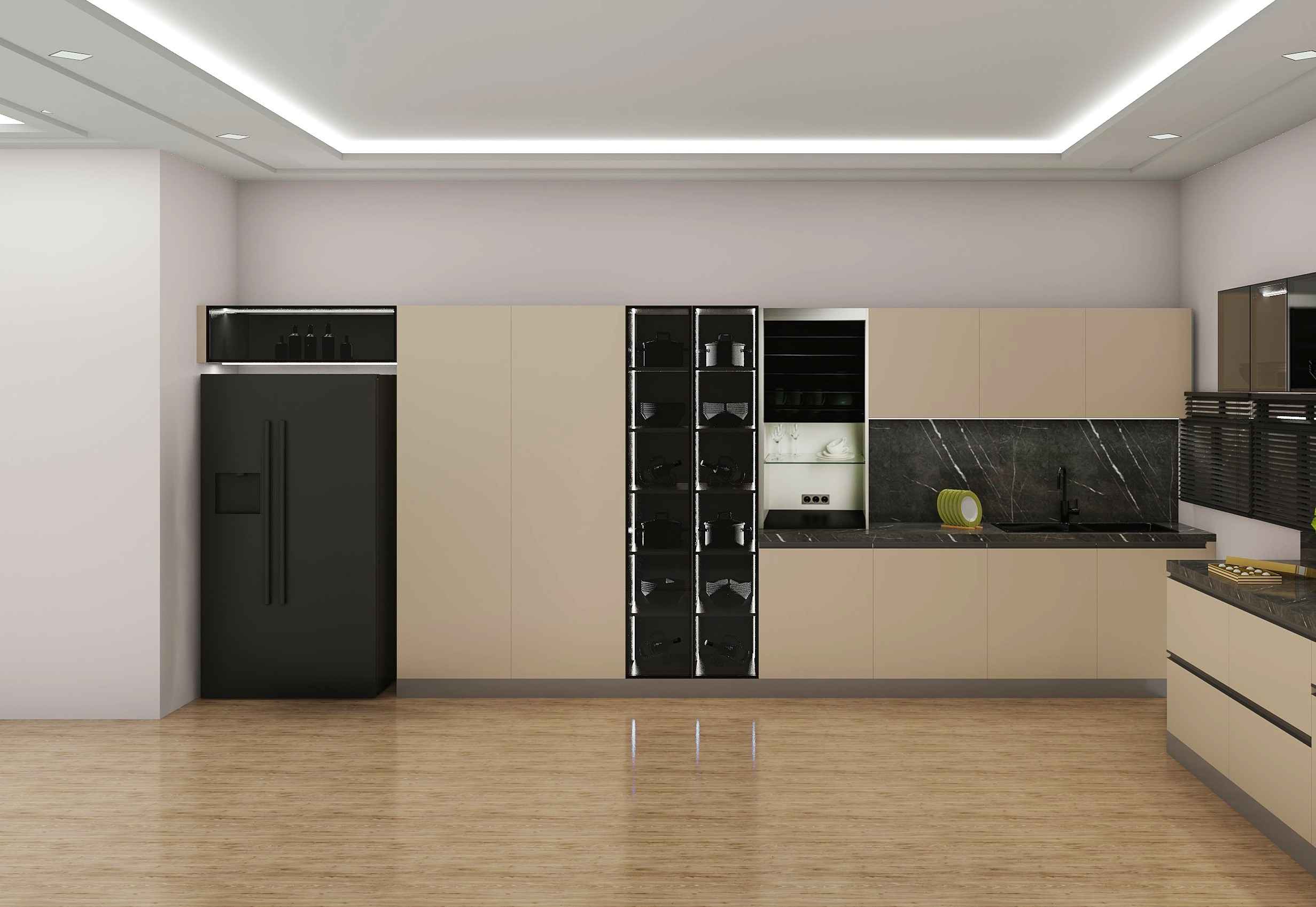 Aesthetic L Shaped Modular Kitchen Design