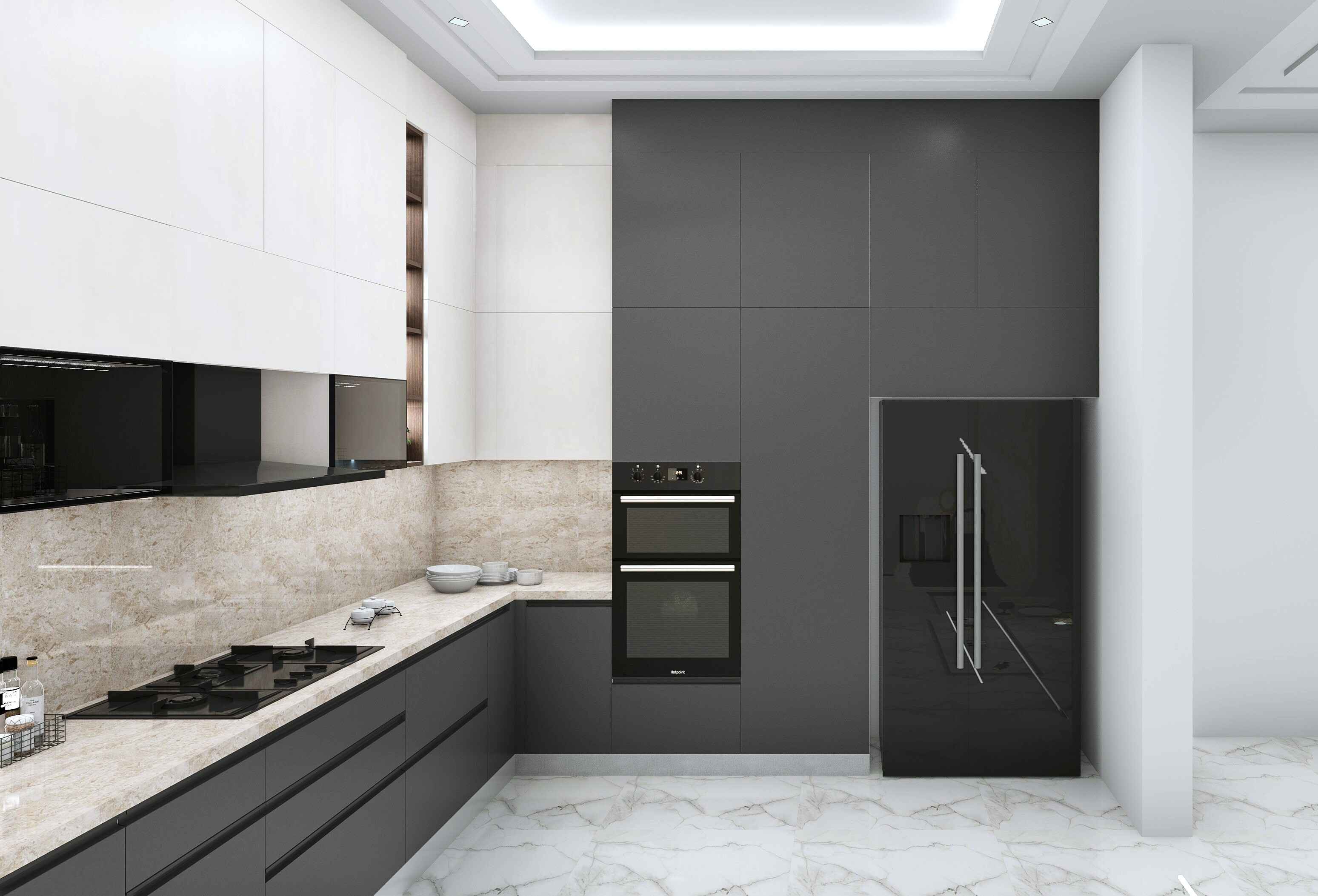 Classic L Shaped Trendy Modular Kitchen Design