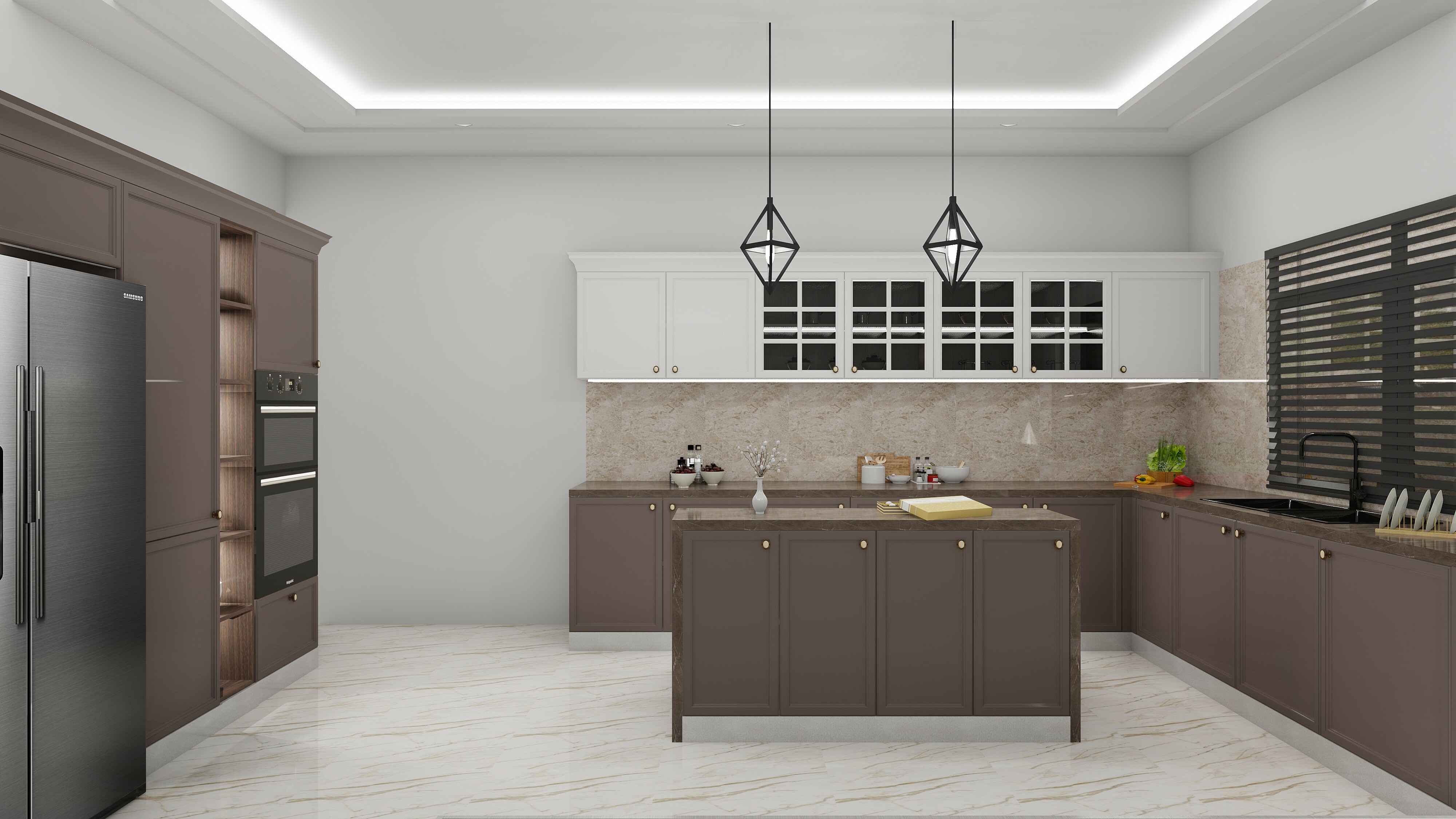 Classical-Brownish-Island-Modular-Kitchen-Design