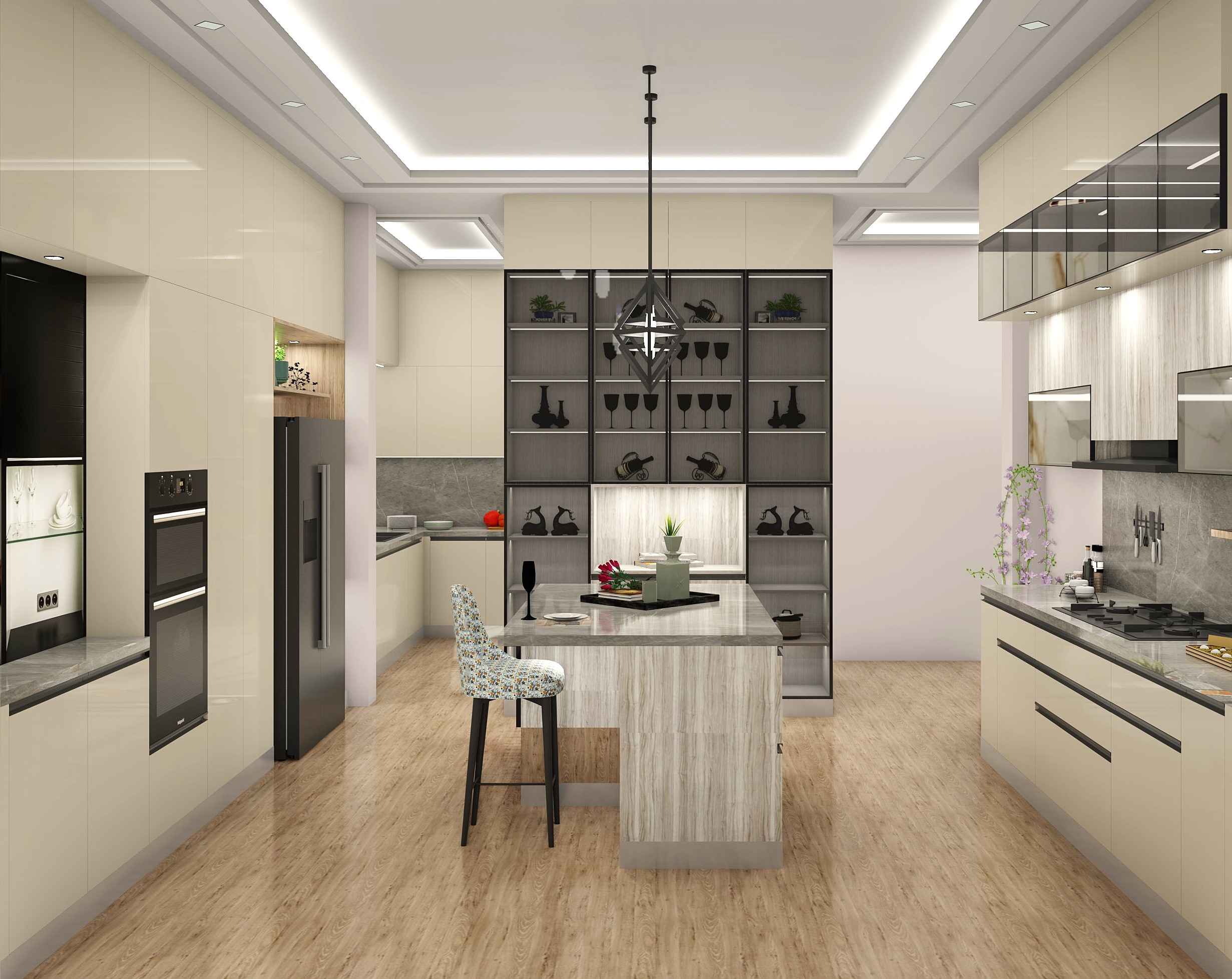 Cutting Edge Island Modular Kitchen Design