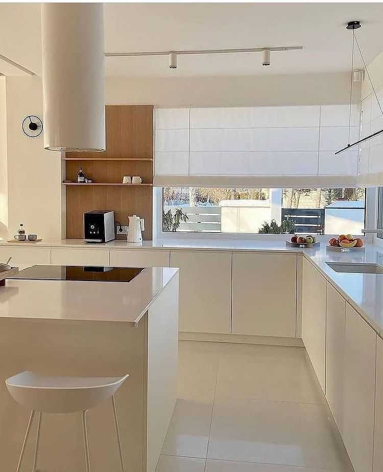 Off White Shade Modular Kitchen Design