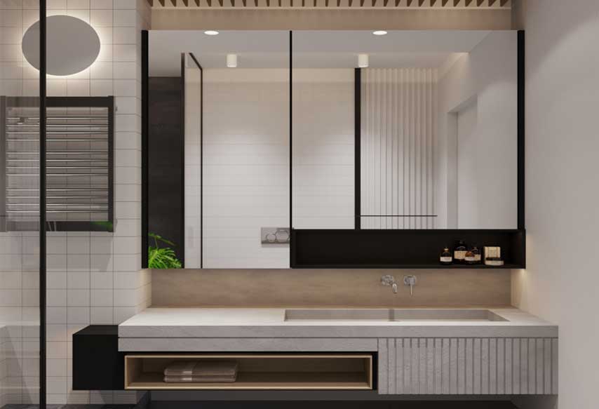 Modern Bathroom Vanity Design Regalo Kitchens - Modern Small Bathroom Vanity With Sink