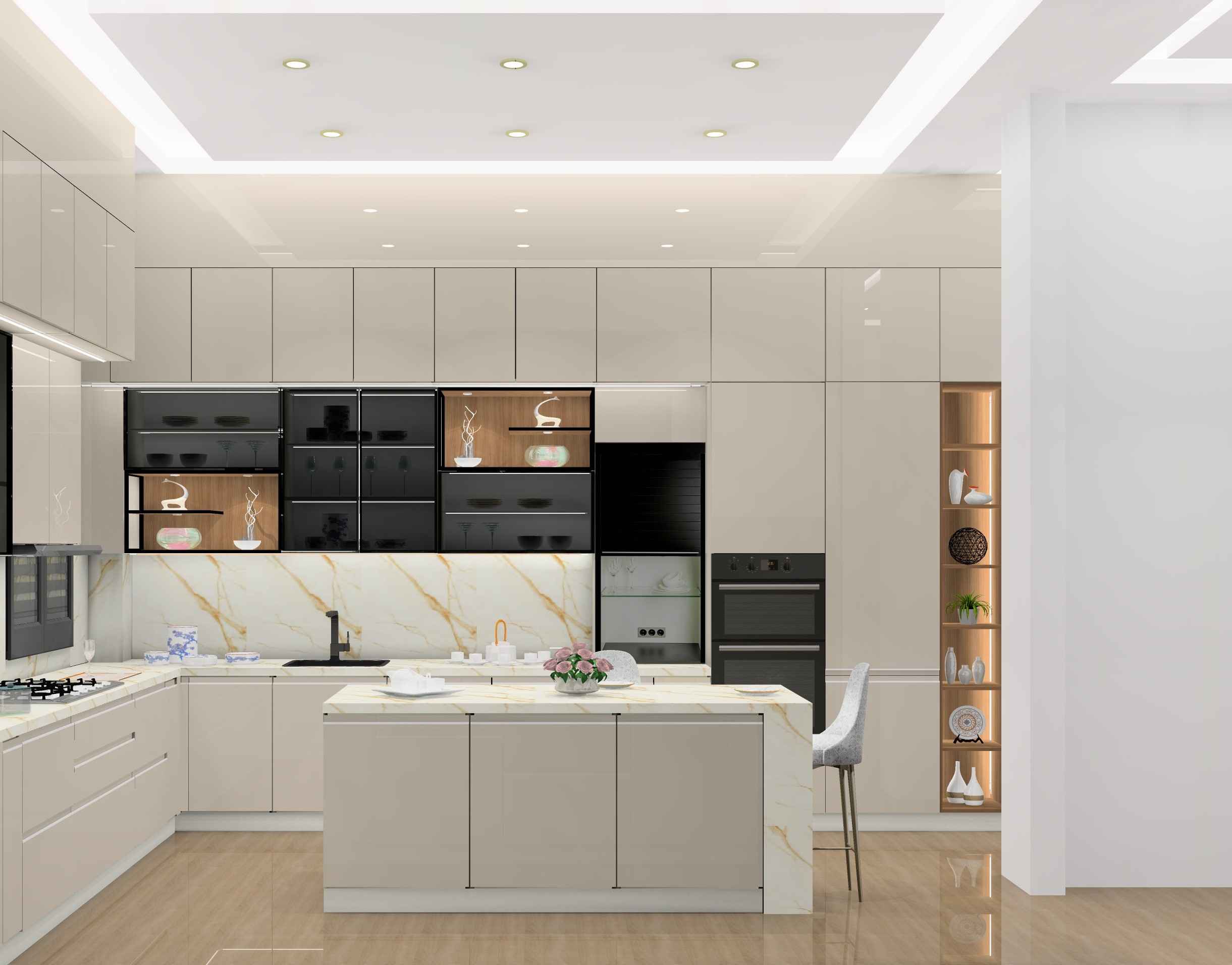 Elegant Island Modular Kitchen Design