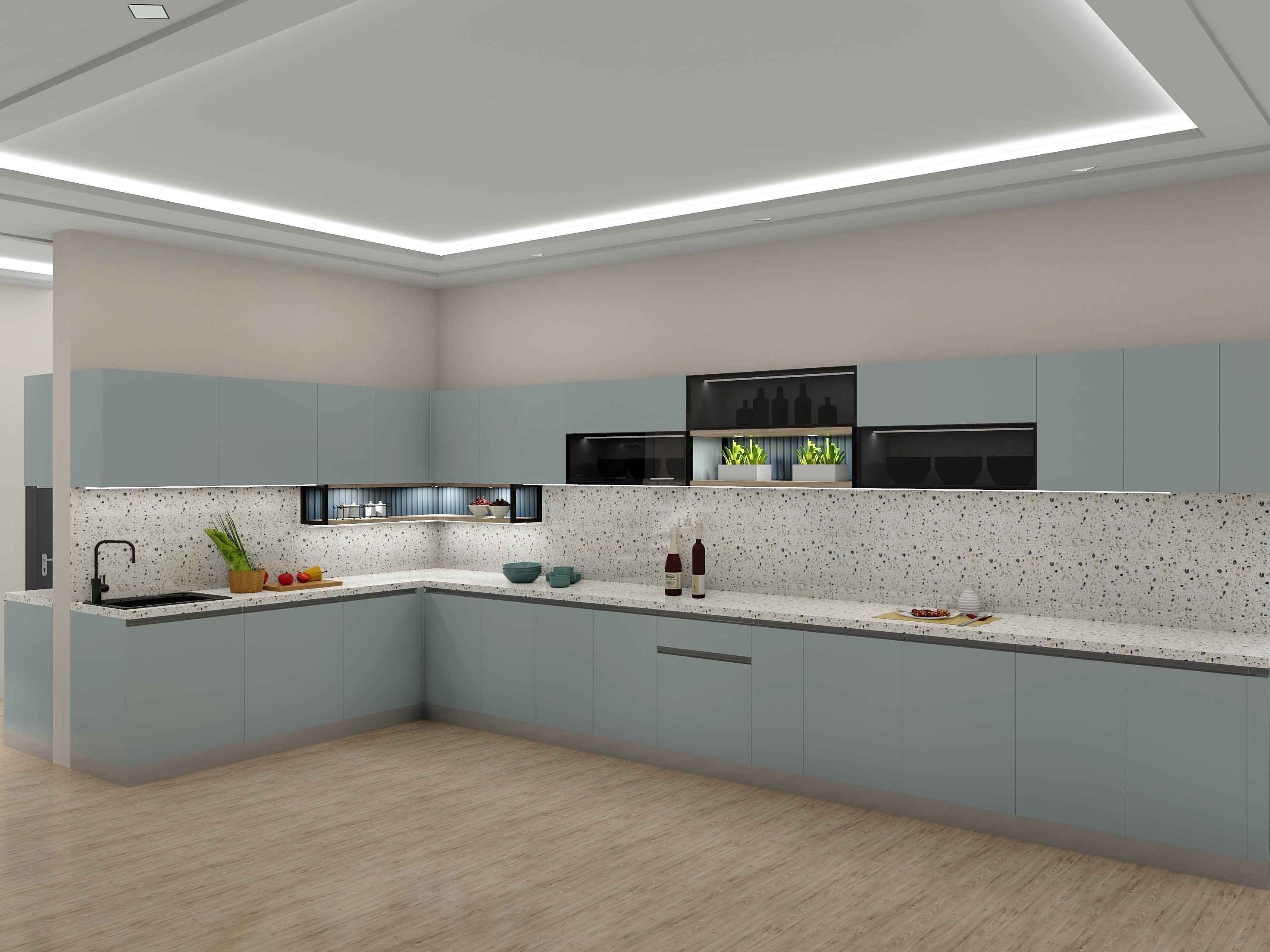 Elegant L Shape Modular Kitchen design