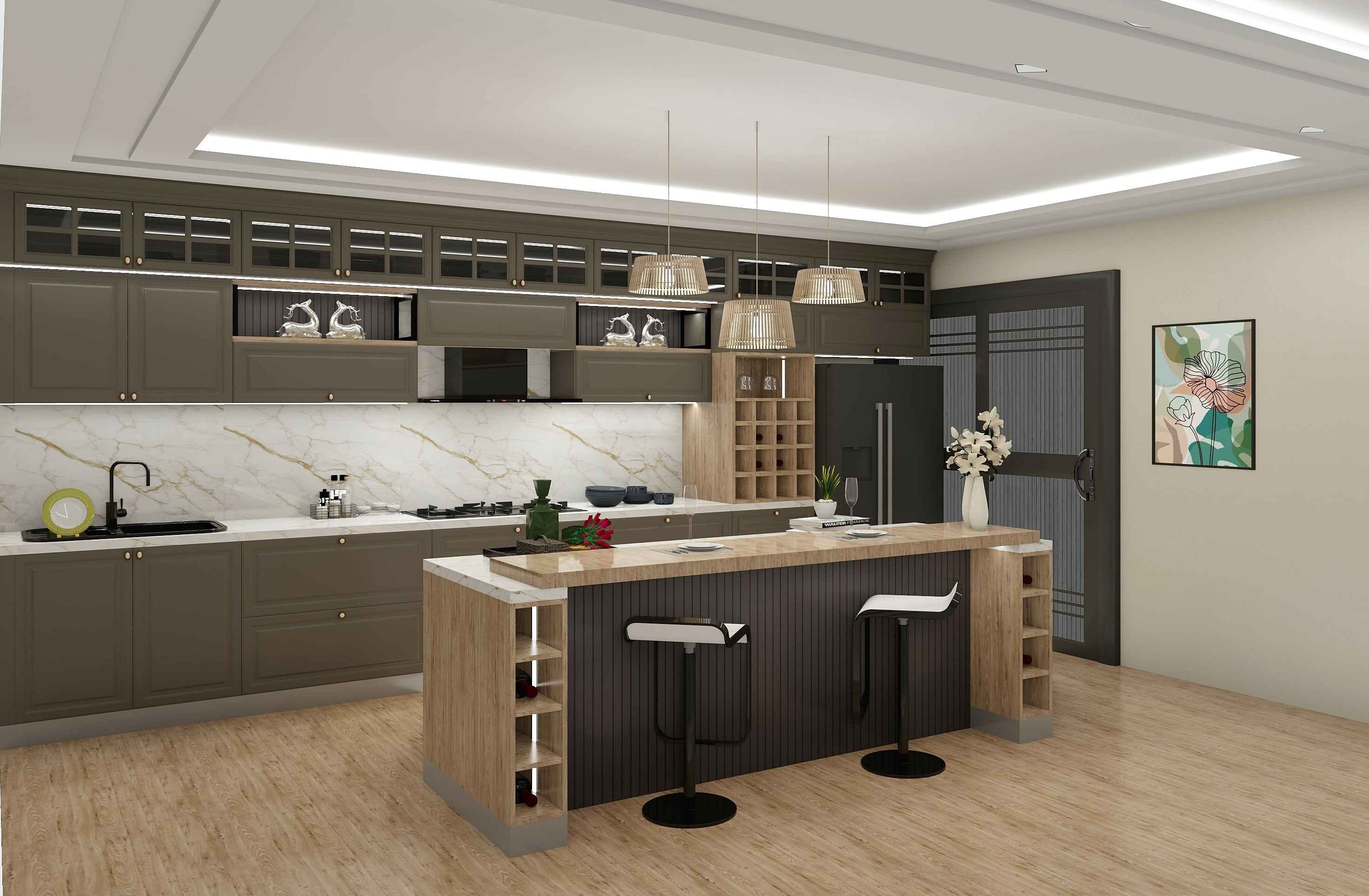 Elegant Trendy Island Kitchen Design