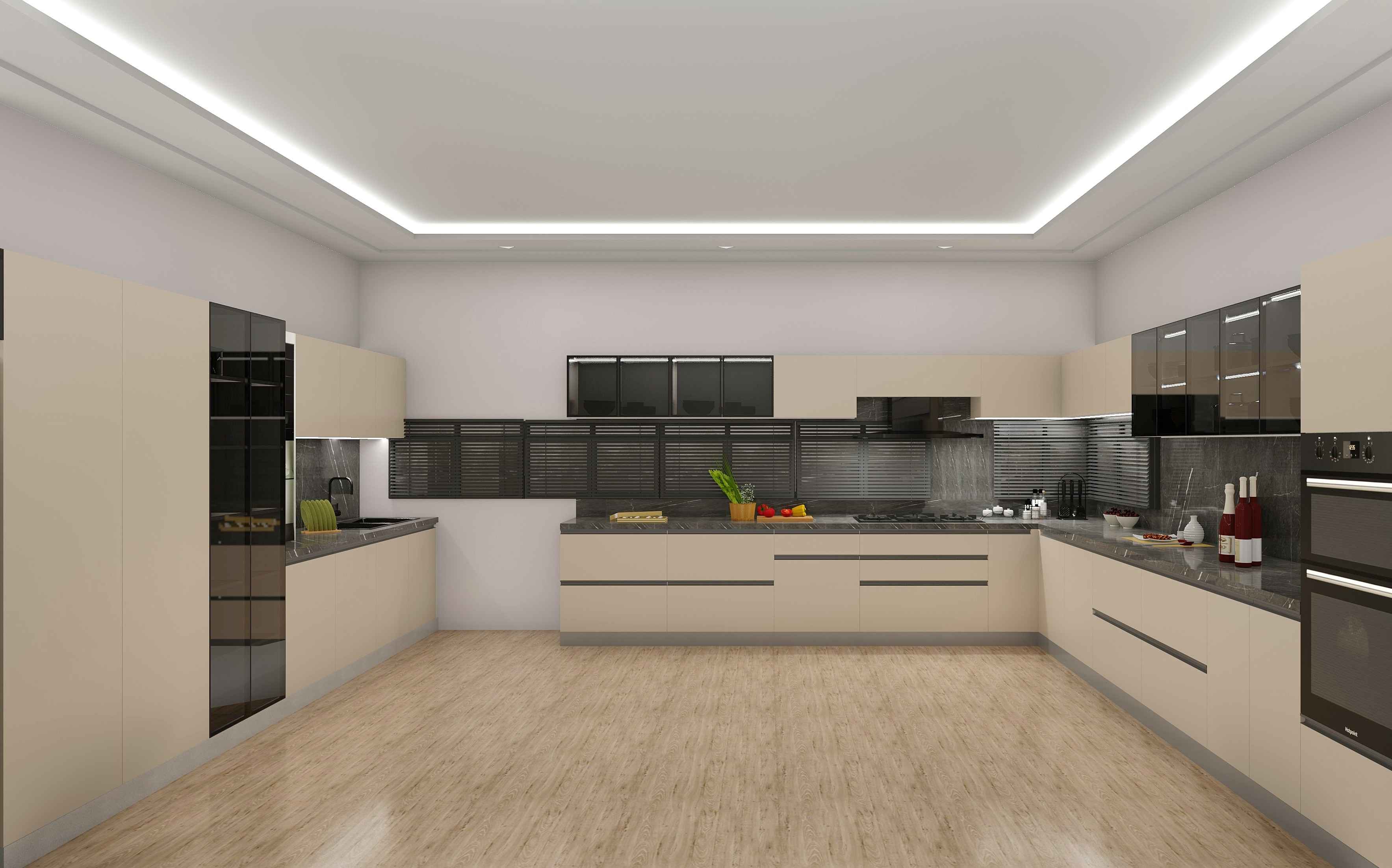 Island Stylish Trending Grey Modular Kitchen Design