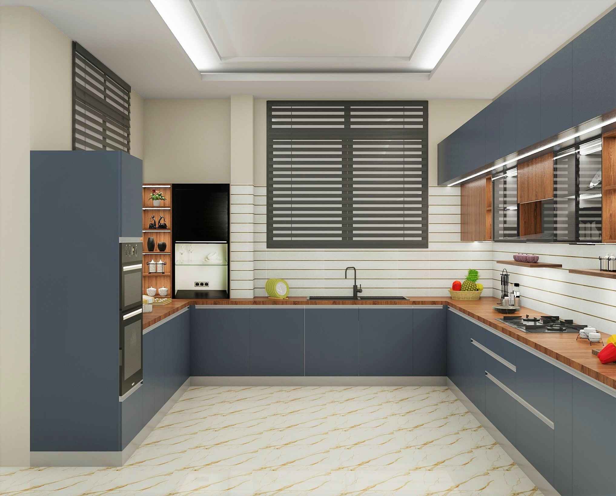 G Shaped Italian Modular Kitchen Design