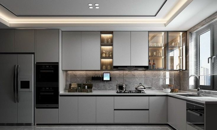 Grey L Shaped Kitchen Design