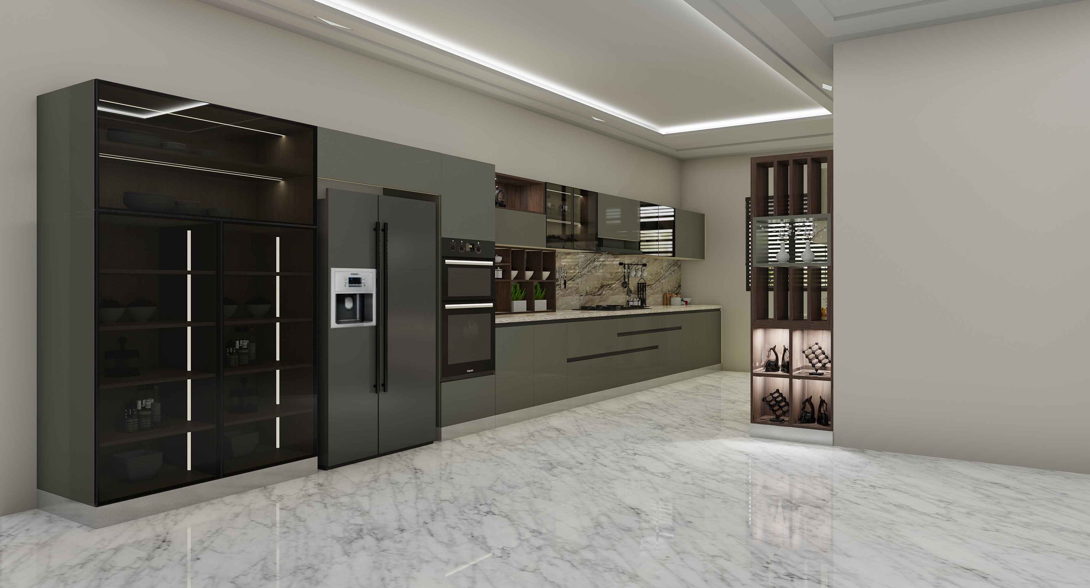 Inline Sleek Modular Kitchen Design