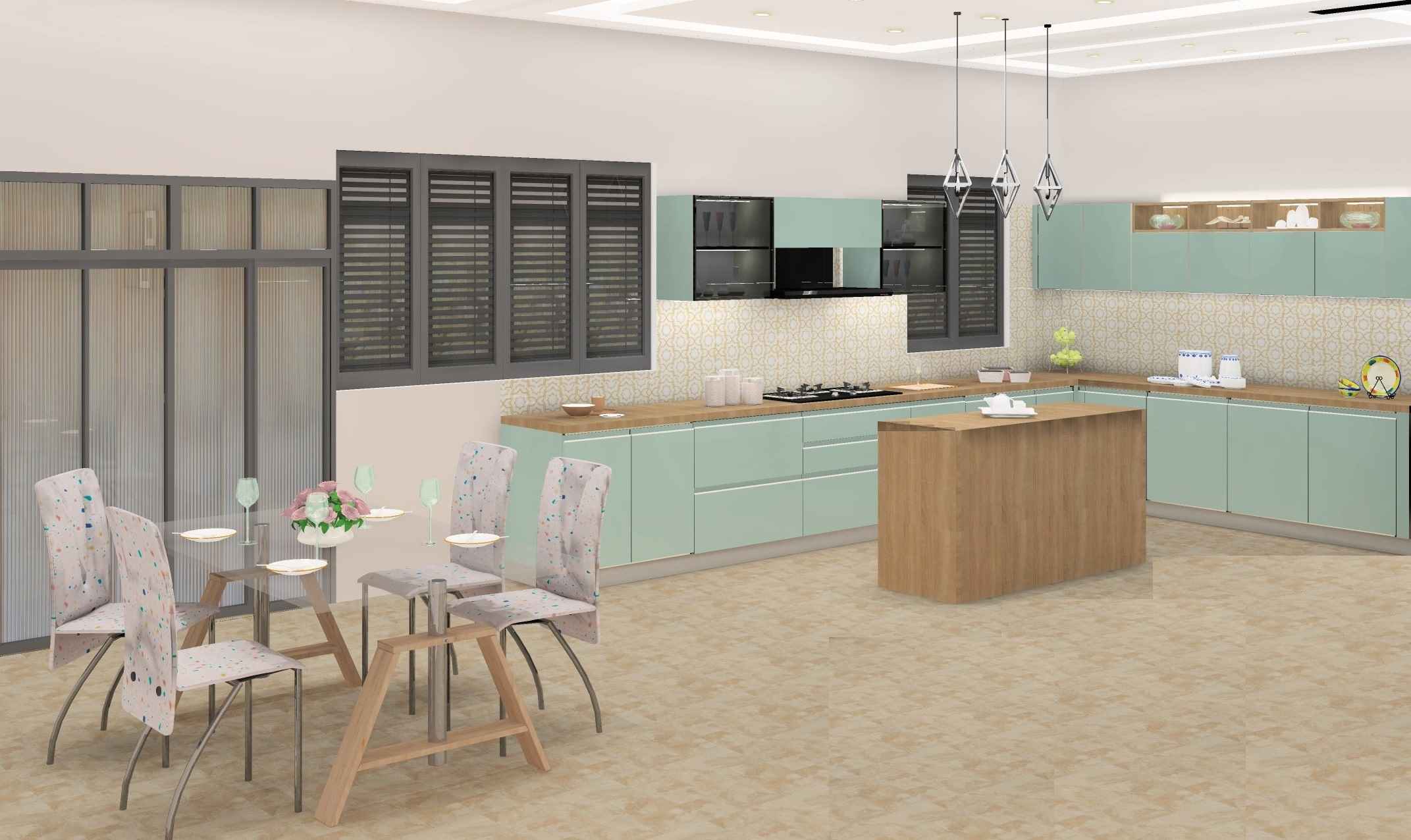 L Shape Modular Classic Kitchen Design