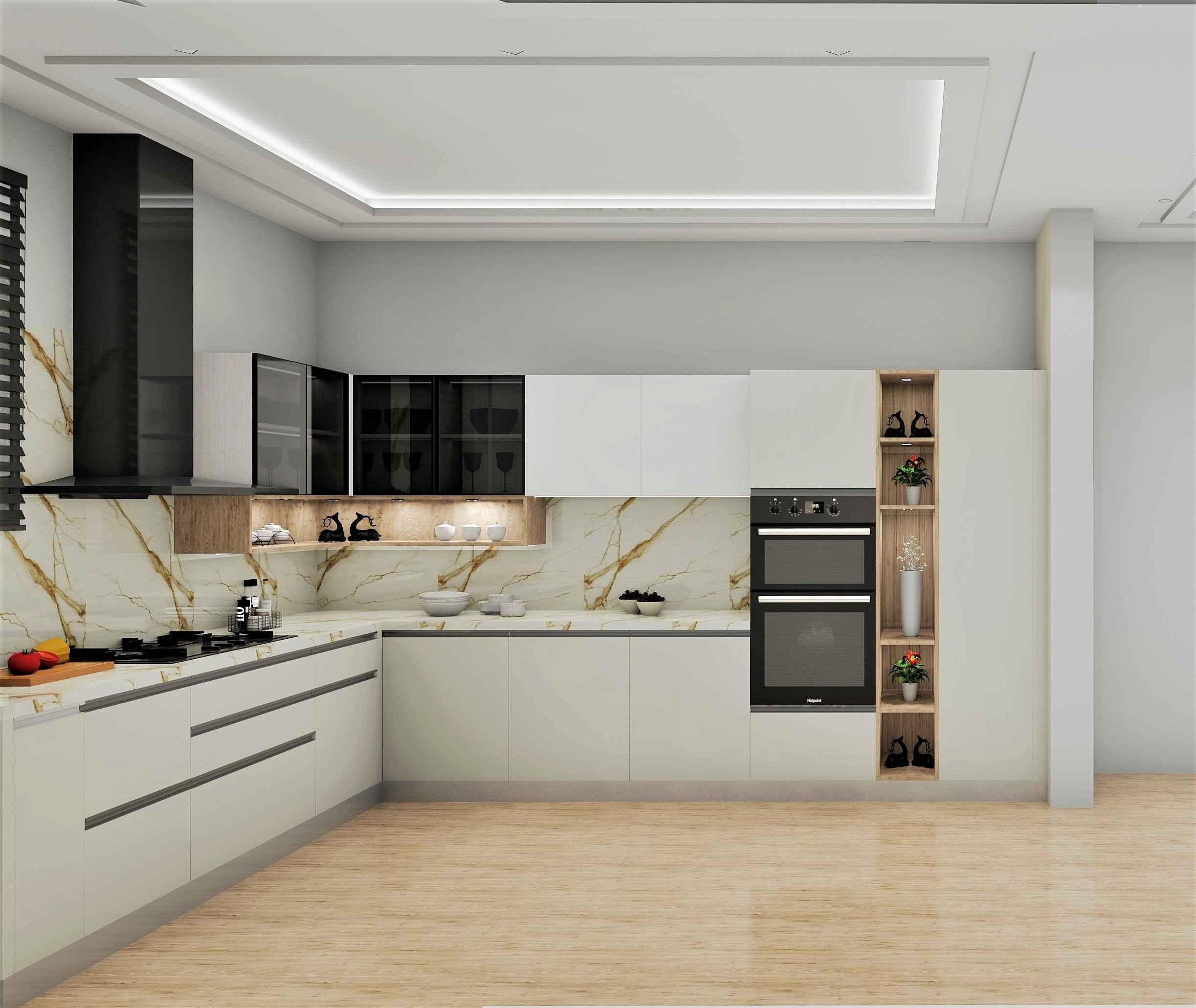 L Shape Trendy Modular Kitchen Design