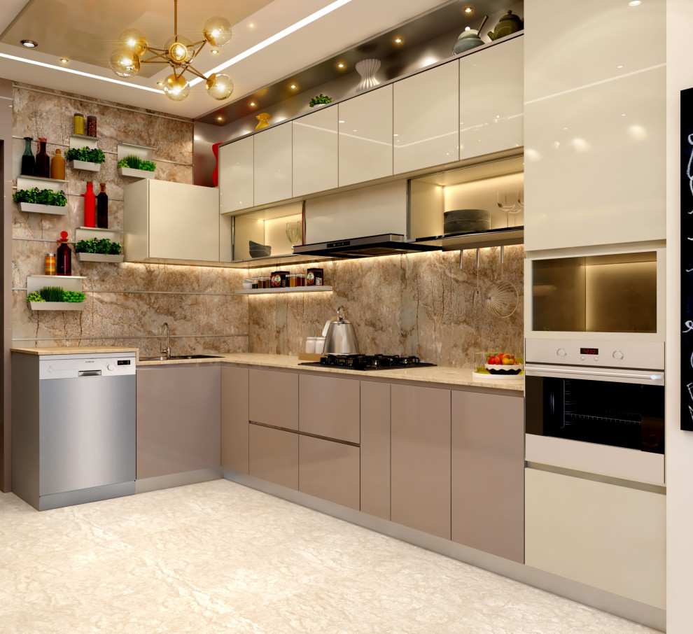 L-Shaped Compact Luxury Kitchen Design