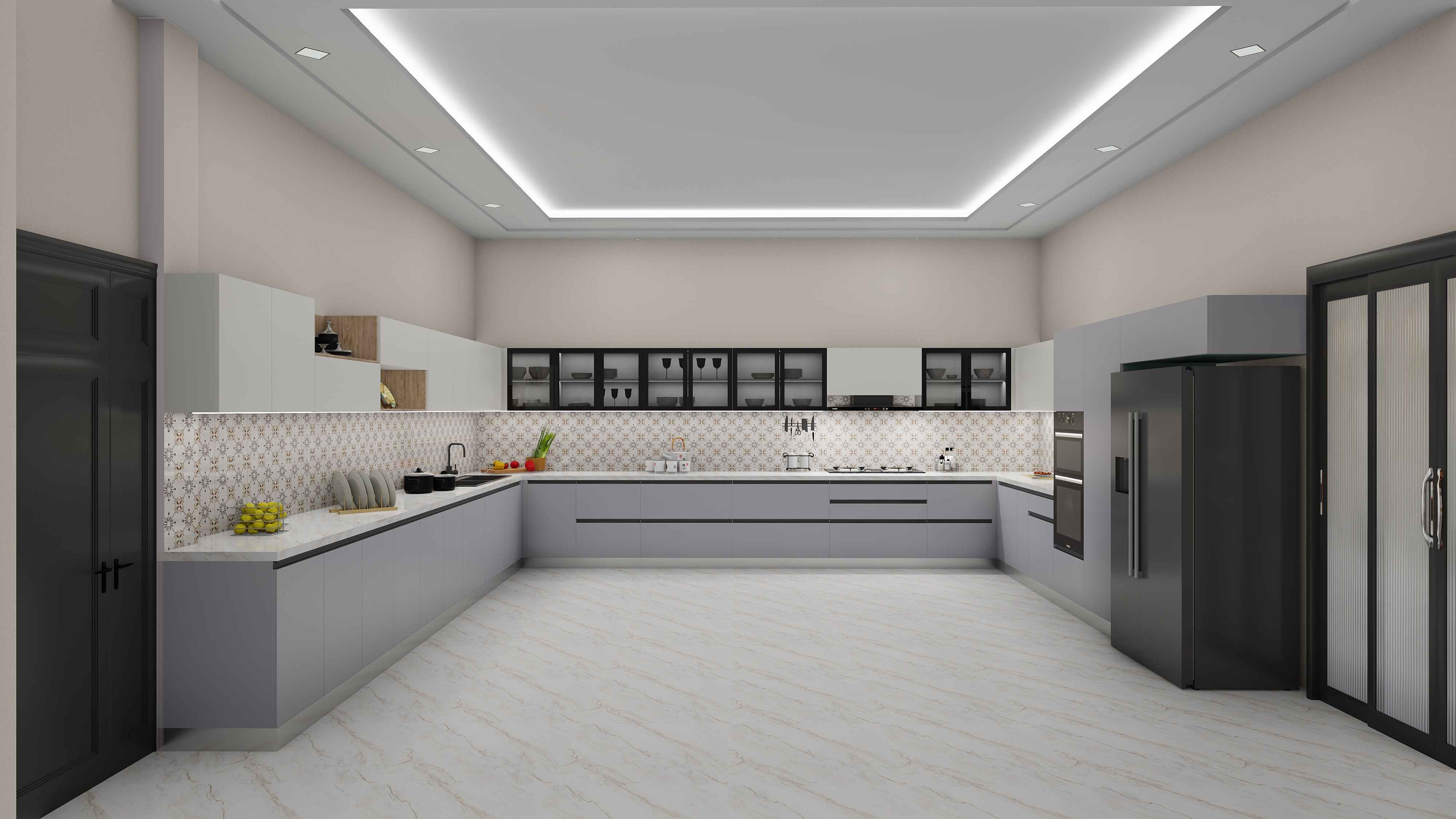 L Shaped Latest Modular Island Kitchen Design