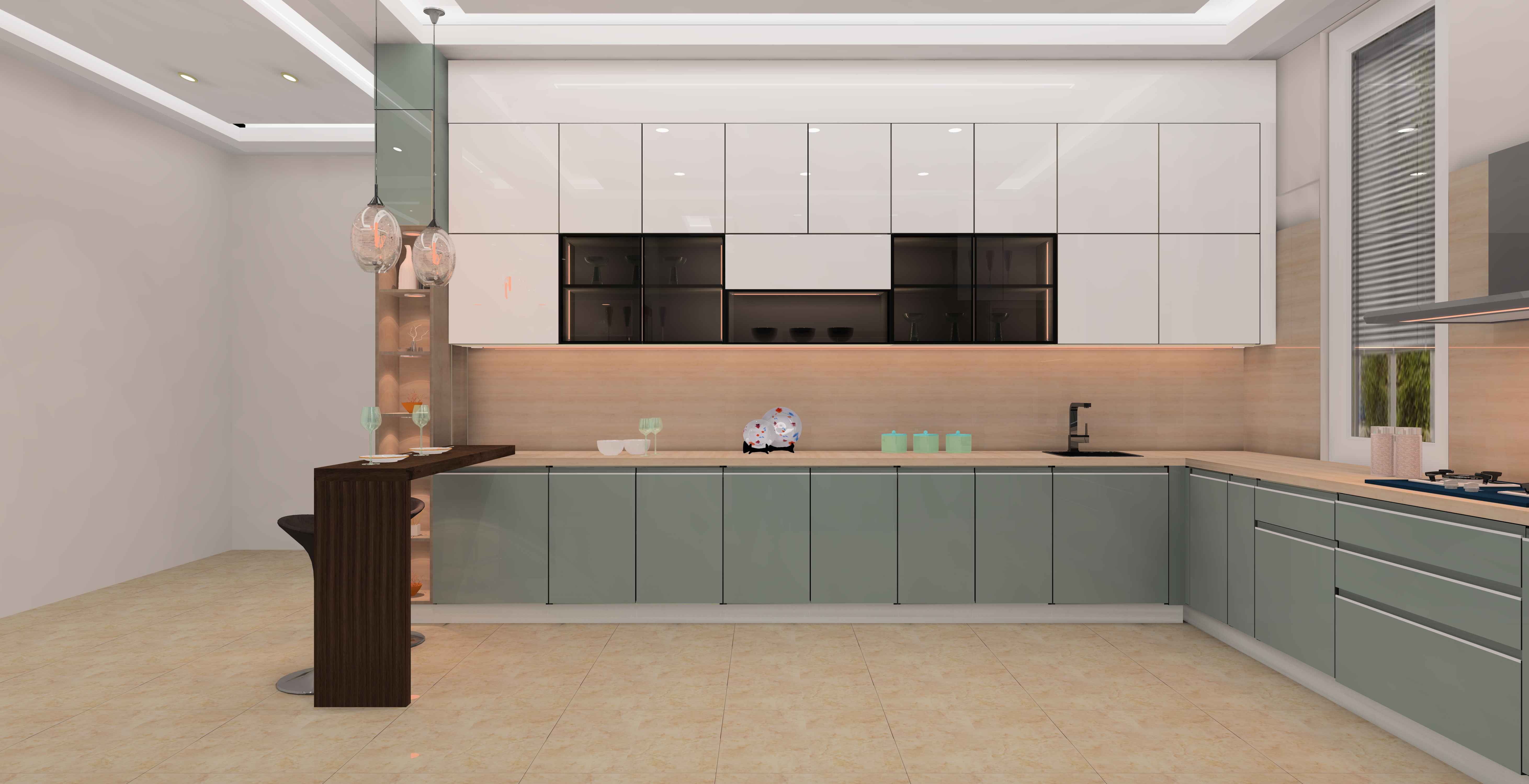 L Shaped Modular Elegant Kitchen Design