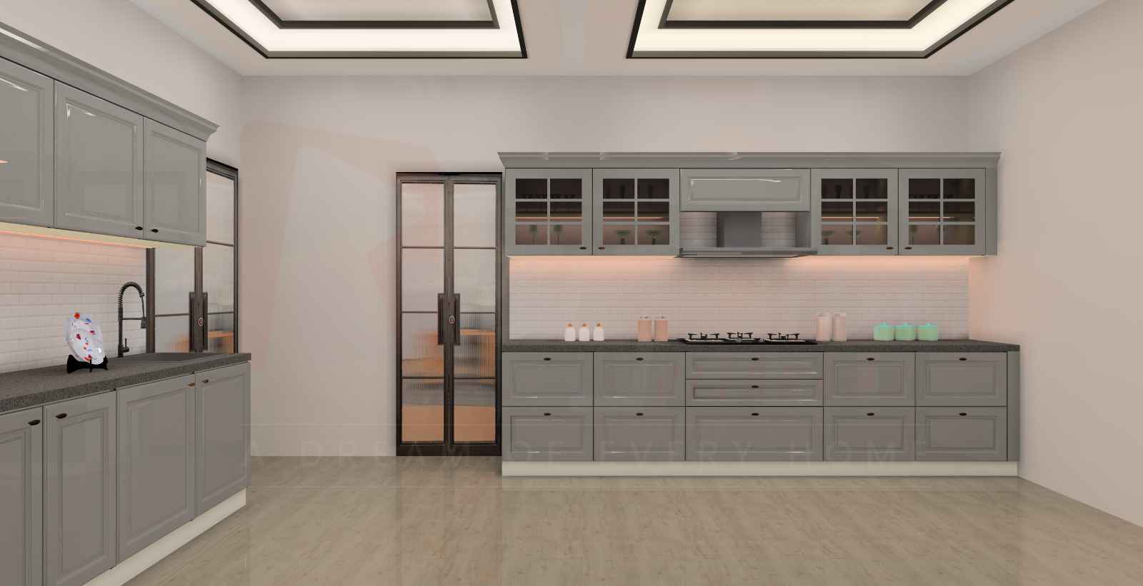 L Shaped Modular Luxurious Kitchen Design