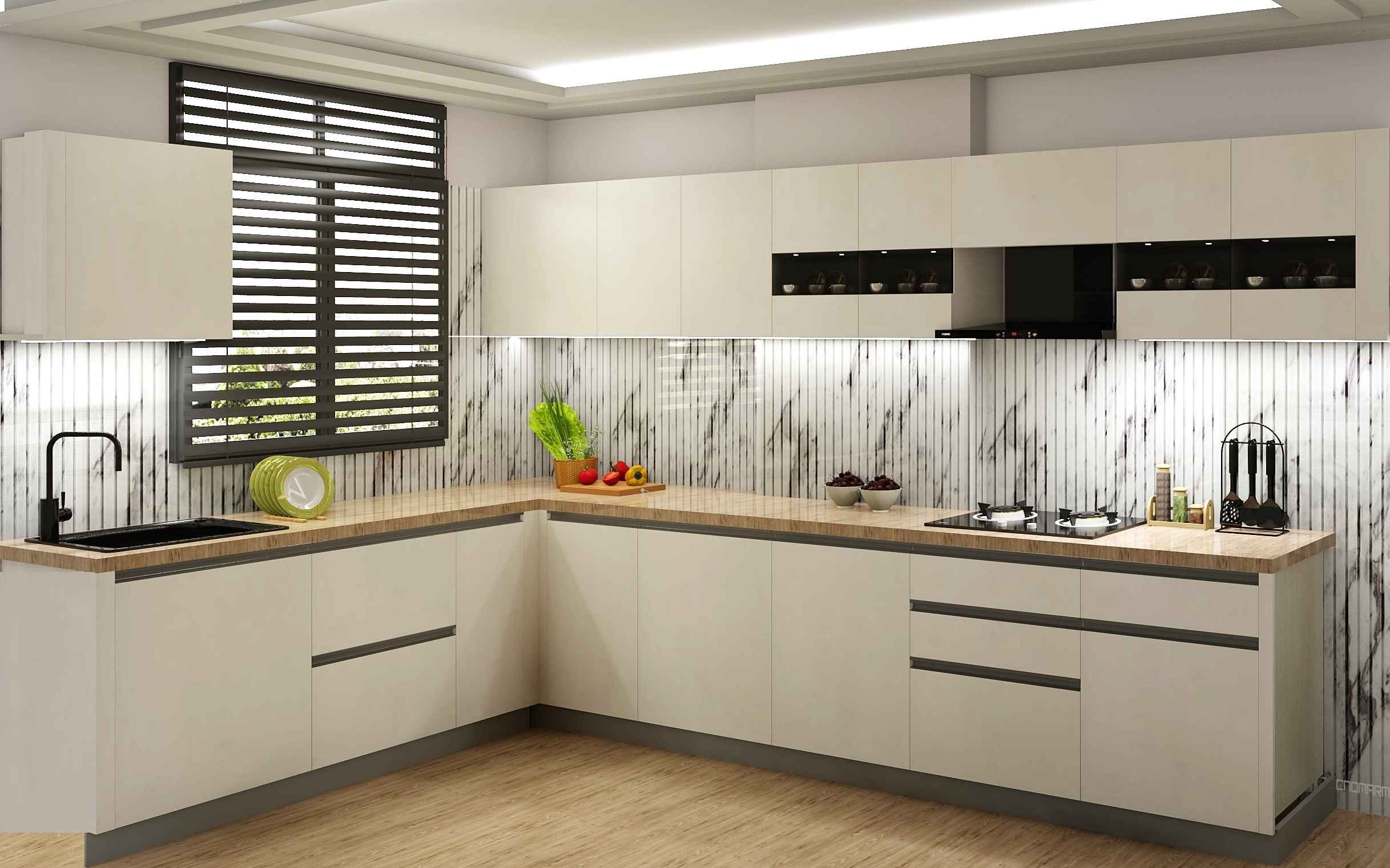 L Shaped Stylish Kitchen Design