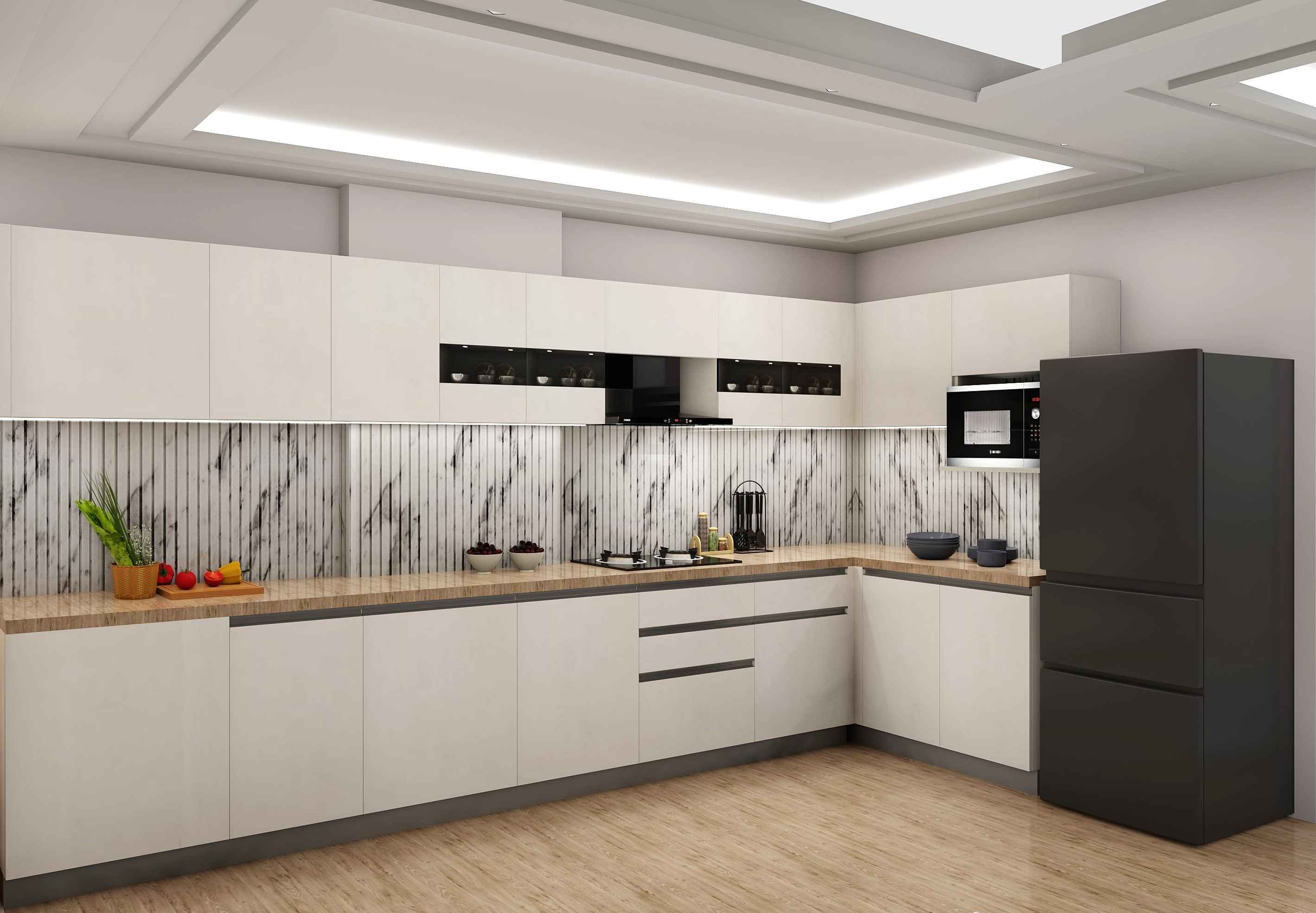 L Shaped Trendy Gorgeous Modular Kitchen Design