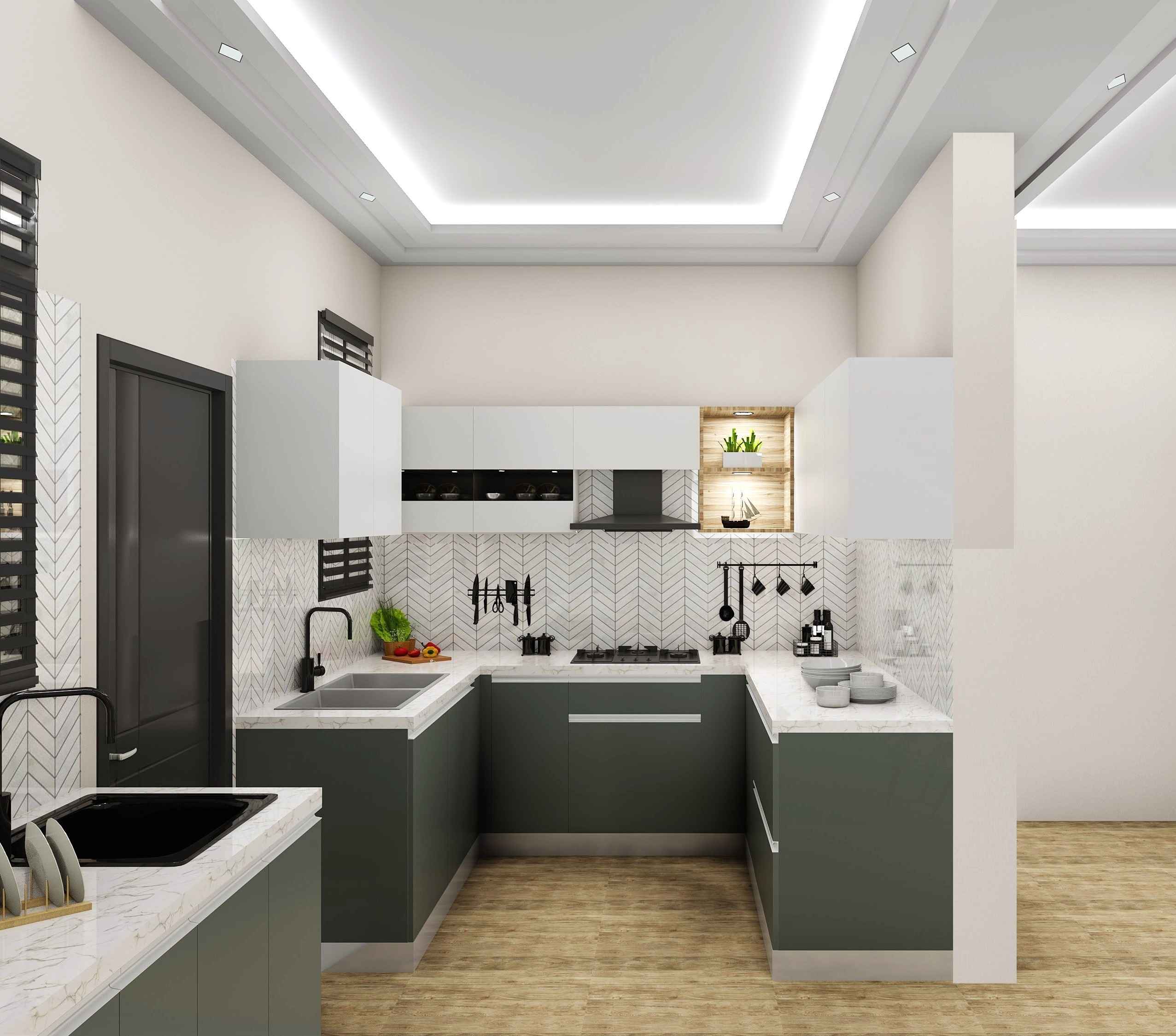 Modern U Shaped Modular Kitchen Design