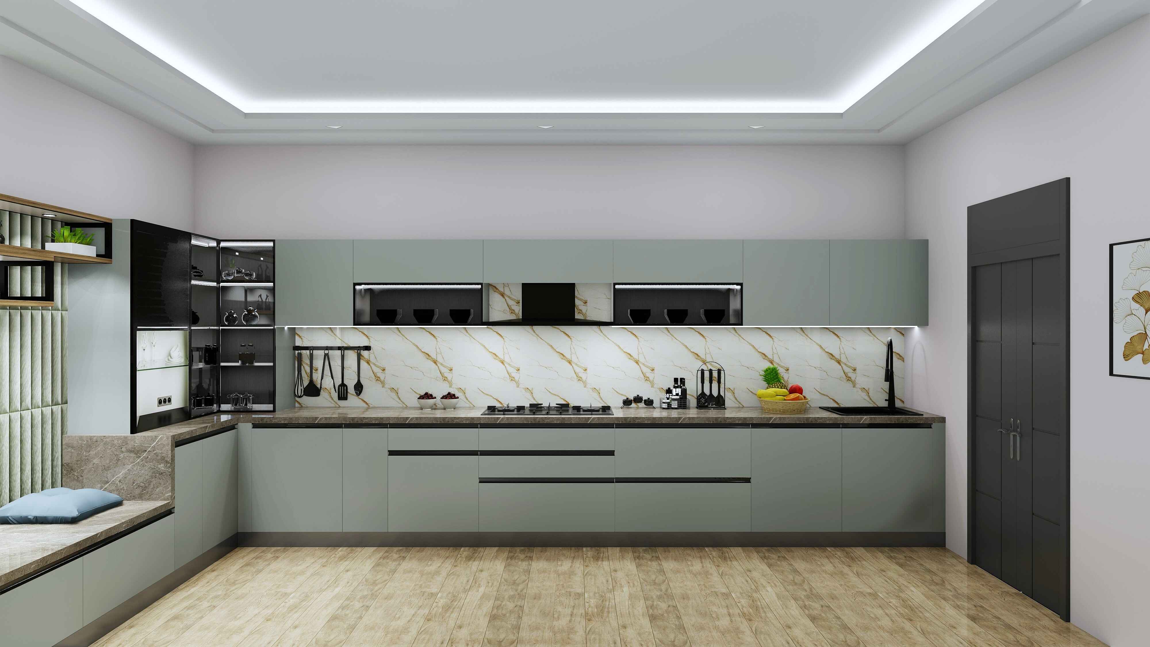 Polished Culinay L Shaped Modular Kitchen Design