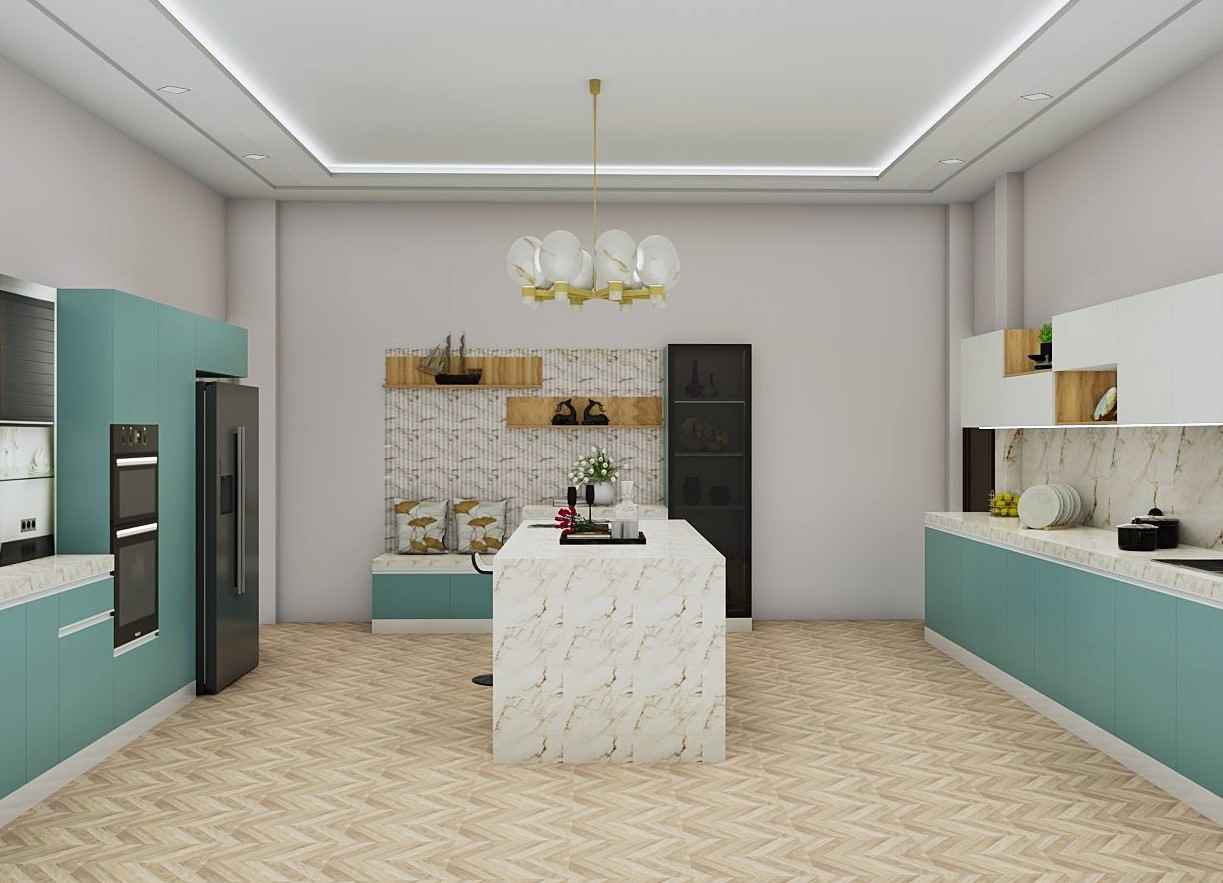 Polished Island Modular Kitchen Design