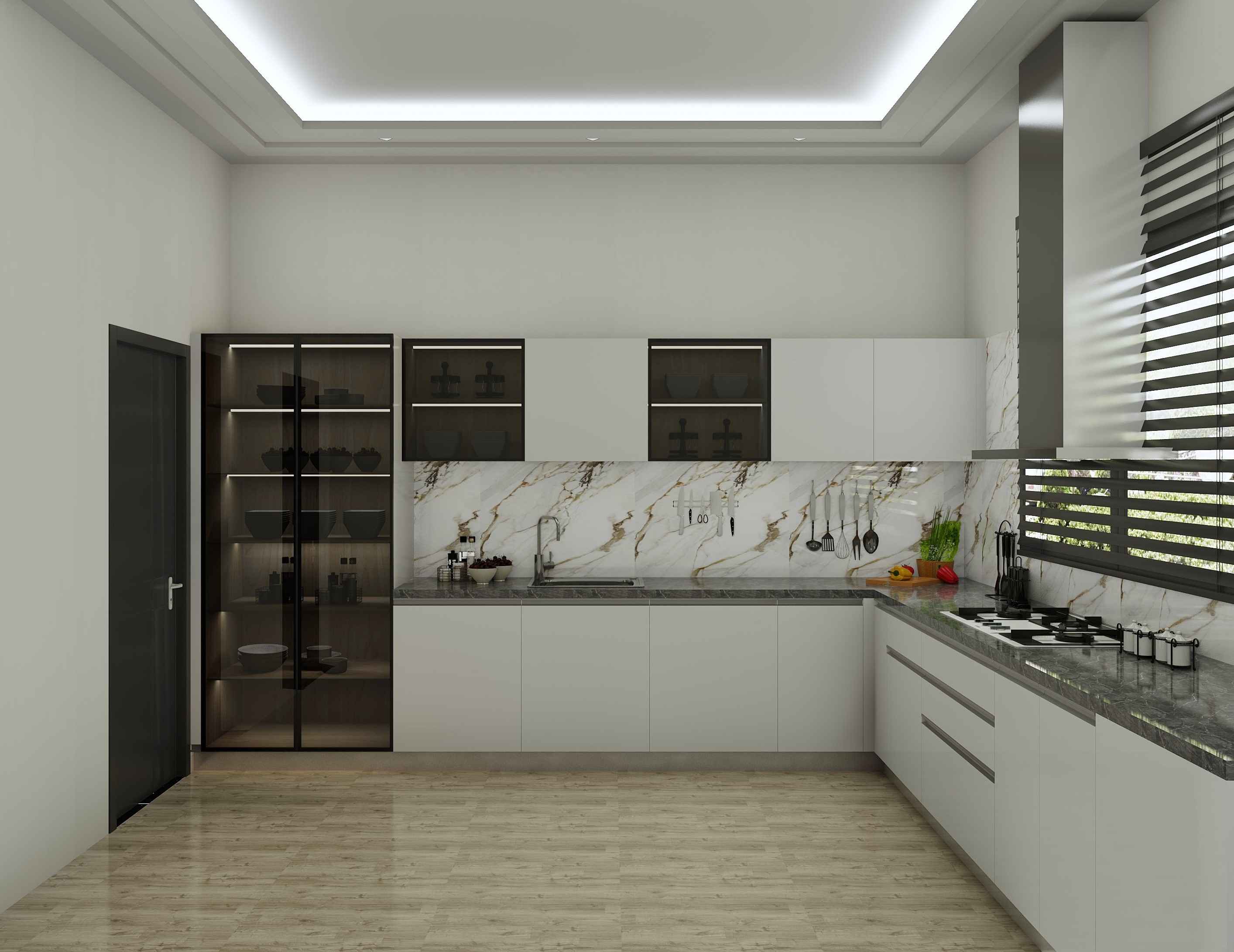 Sleek Exquisite L Shaped Modular Kitchen Design