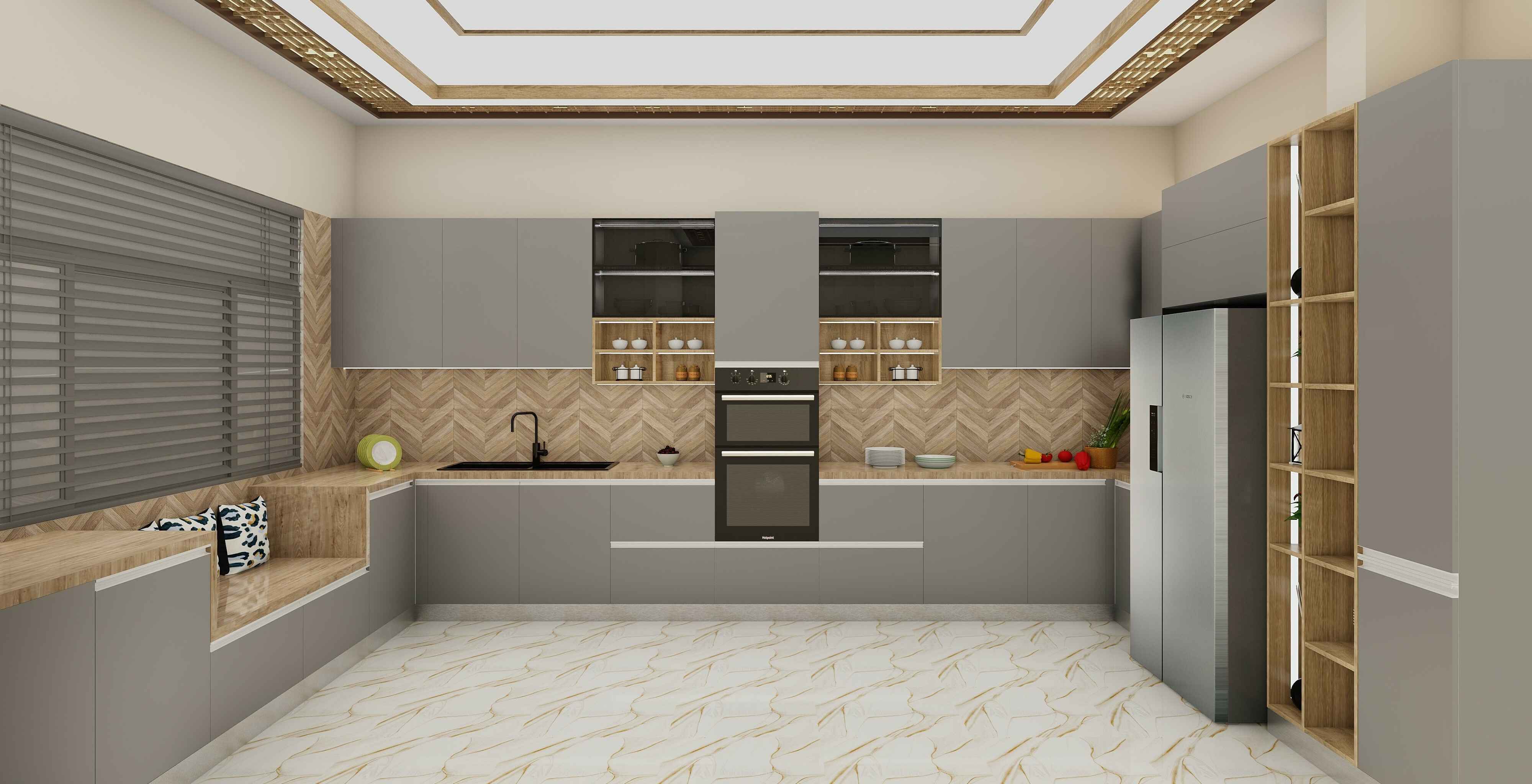 Sleek L Shape Modular Kitchen Design