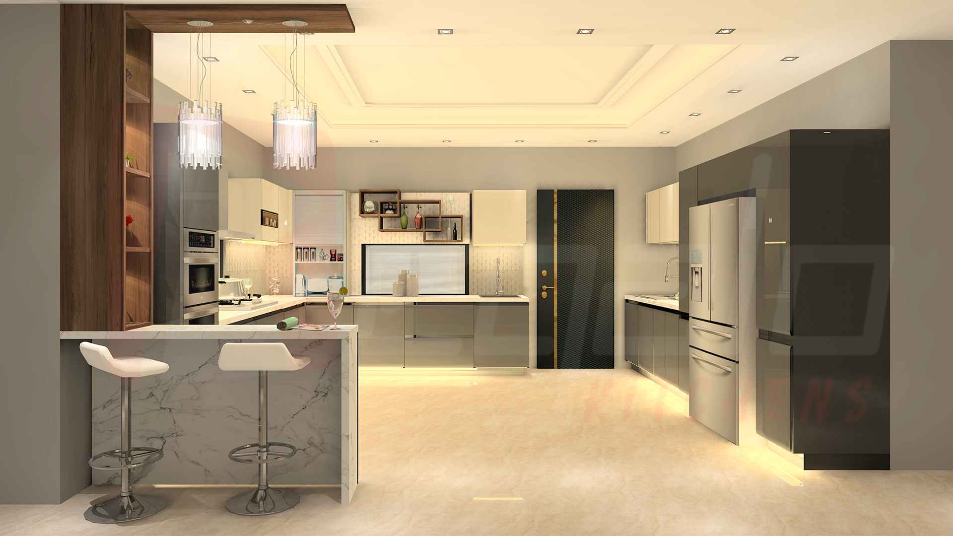 Stylish I Shaped Modular Kitchen