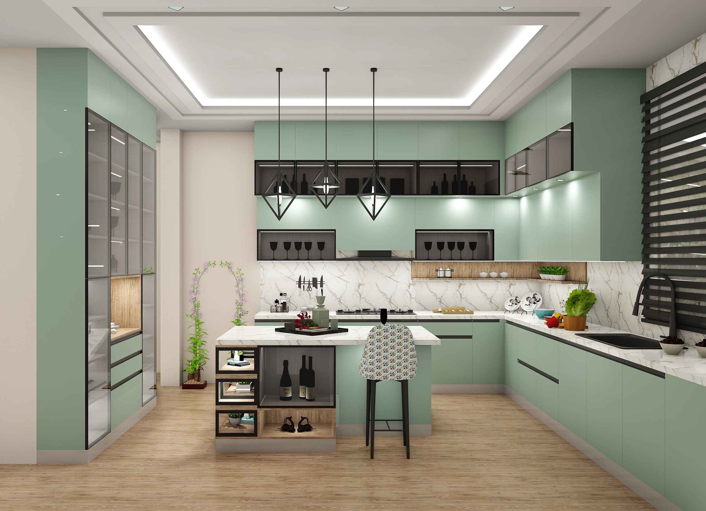 Trendy Modish Island Modular Kitchen Design