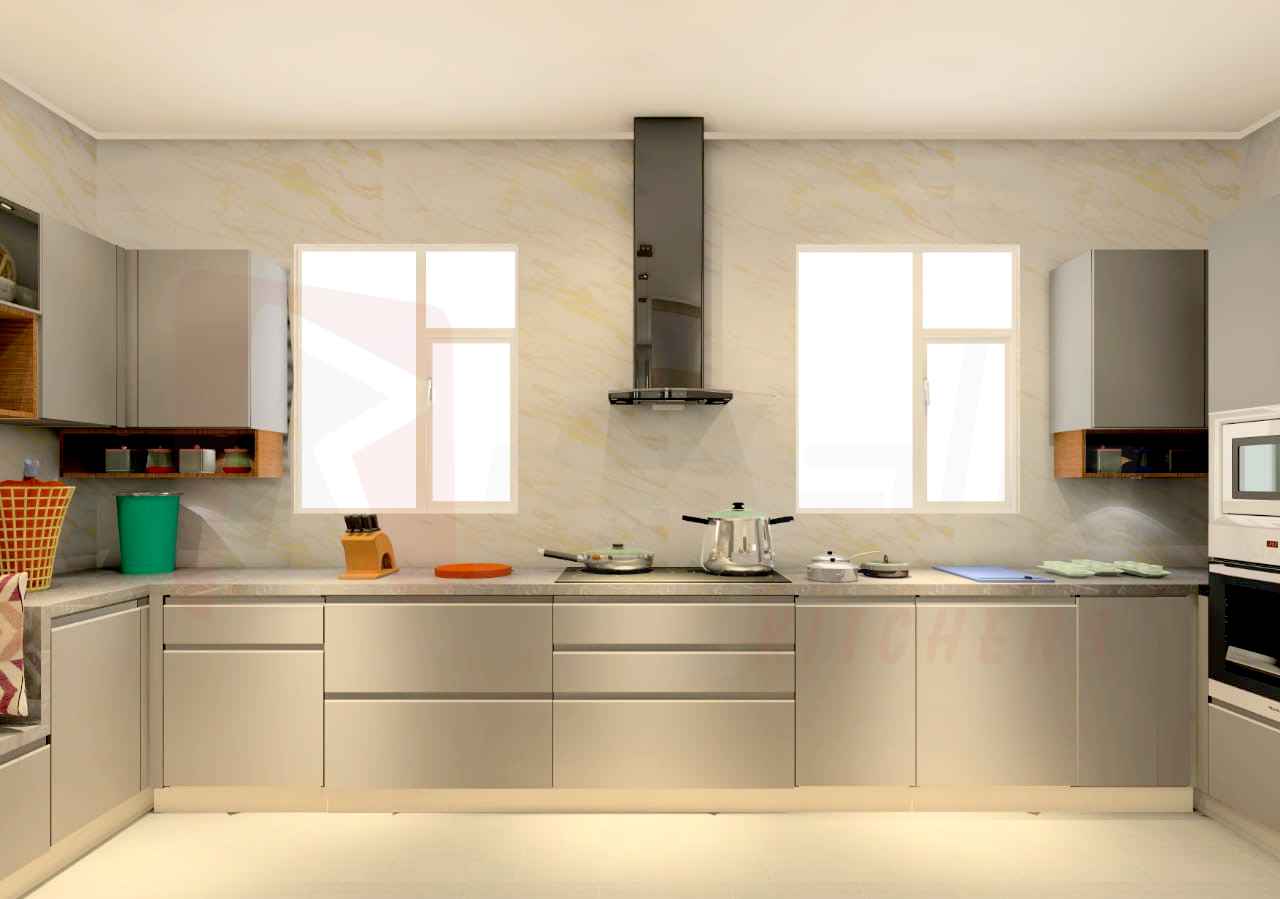 U Shape Island Modular Kitchen Design