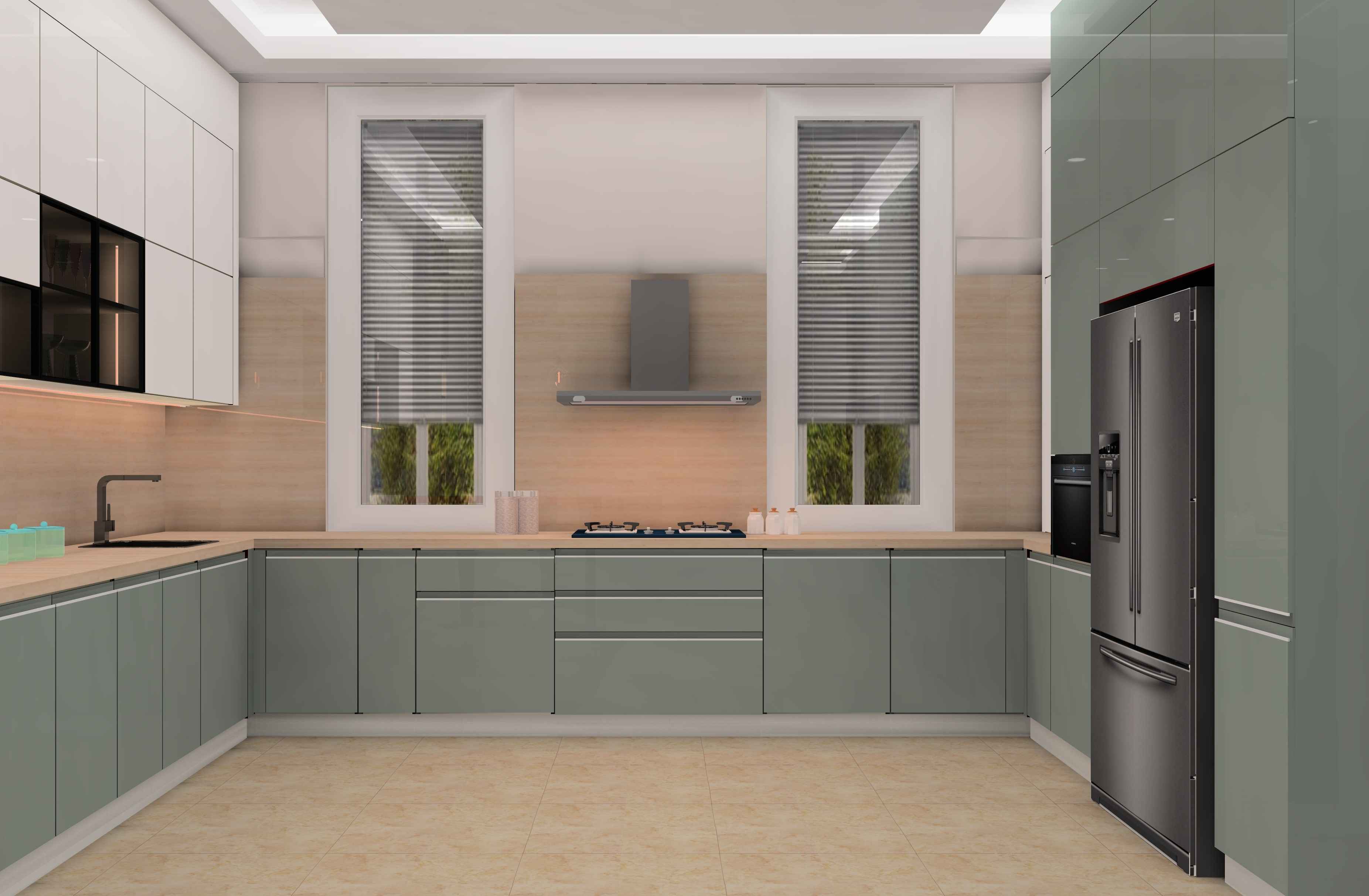 U Shaped Classic Modular Kitchen Design