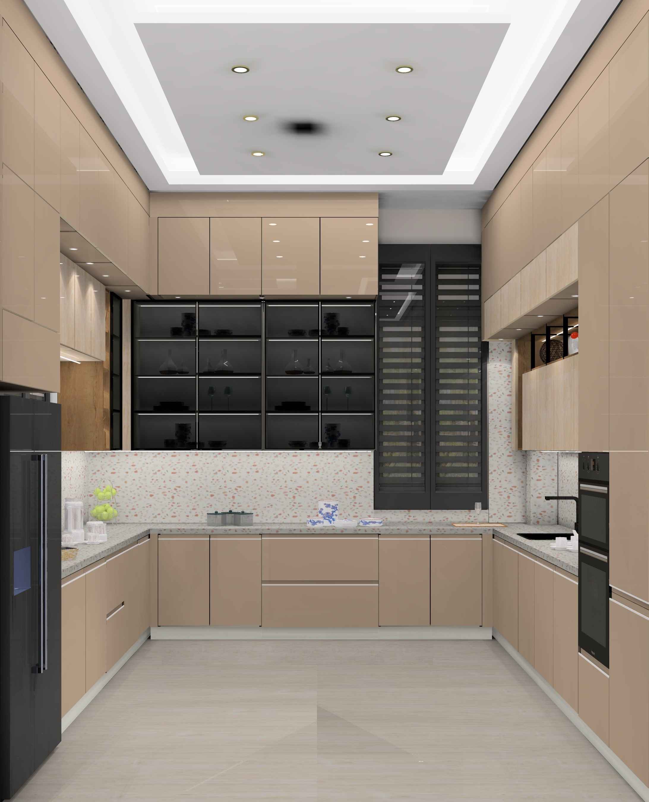 U Shaped Sophisticated Modular Kitchen Design